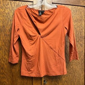 BCBGMaxAzria Orange Asymmetrical Fitted Blouse
